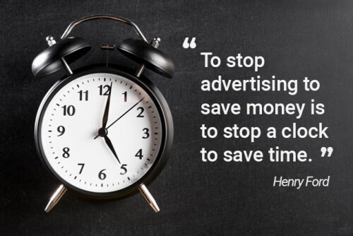 Stop Advertising to Save Money Clock Quote